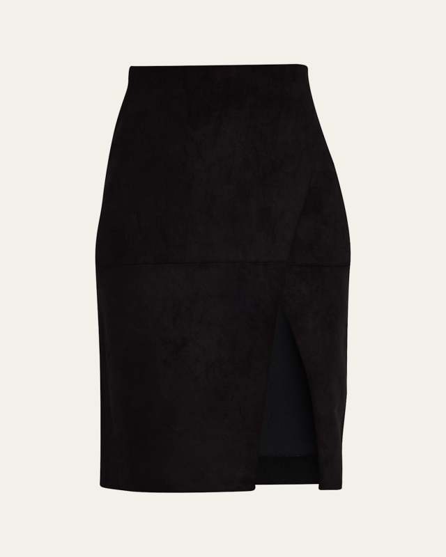 Siobhan Suede Front Slit Wrap Midi Skirt